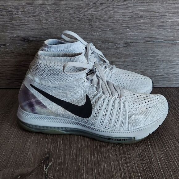 Nike Women's Zoom All Out Flyknit Pure Platinum 845361-100 Running Shoes Sz 6 - Picture 1 of 10